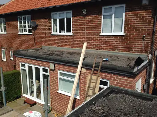 Stage 1 (Before): Original outdated polycarbonate/flat conservatory structure