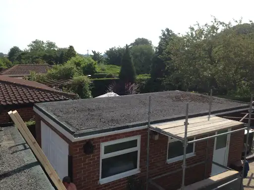 Stage 1 (Before): Old ponding, leaking mineral asphalt flat garage top surface