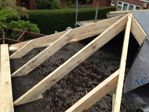 Stage 2 (Progress): New structural timber hip rafters engineered and installed securely