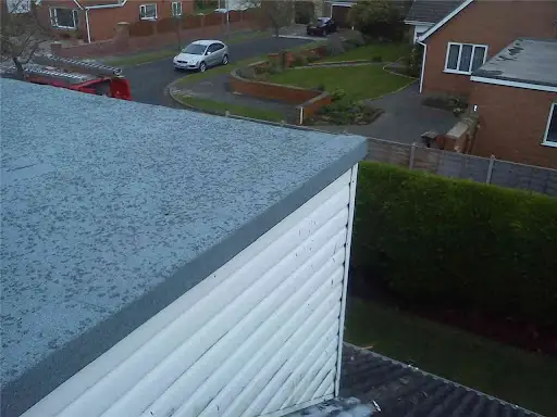 Garage roof with new mineral felt finish