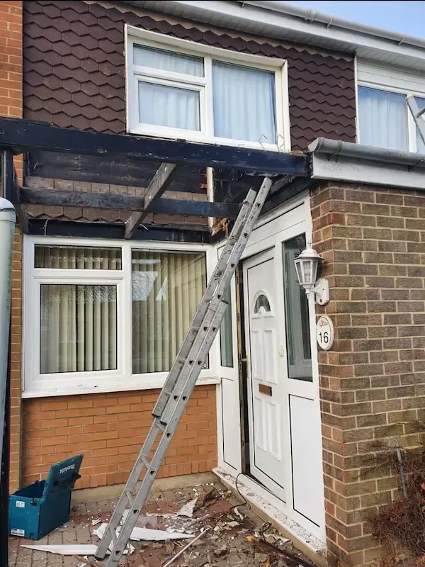 Canopy framework exposed ready for rebuilding